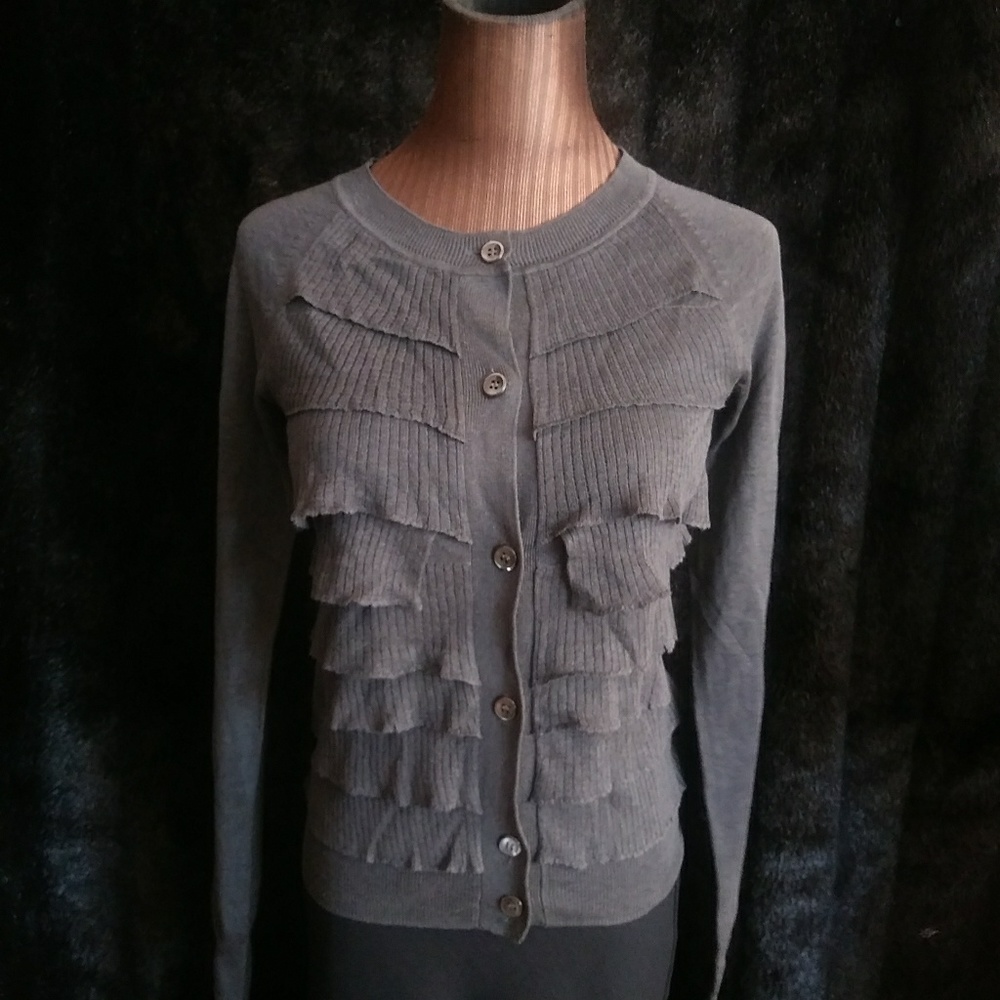 J CREW Silk Linen Ruffle Cardigan Size XS